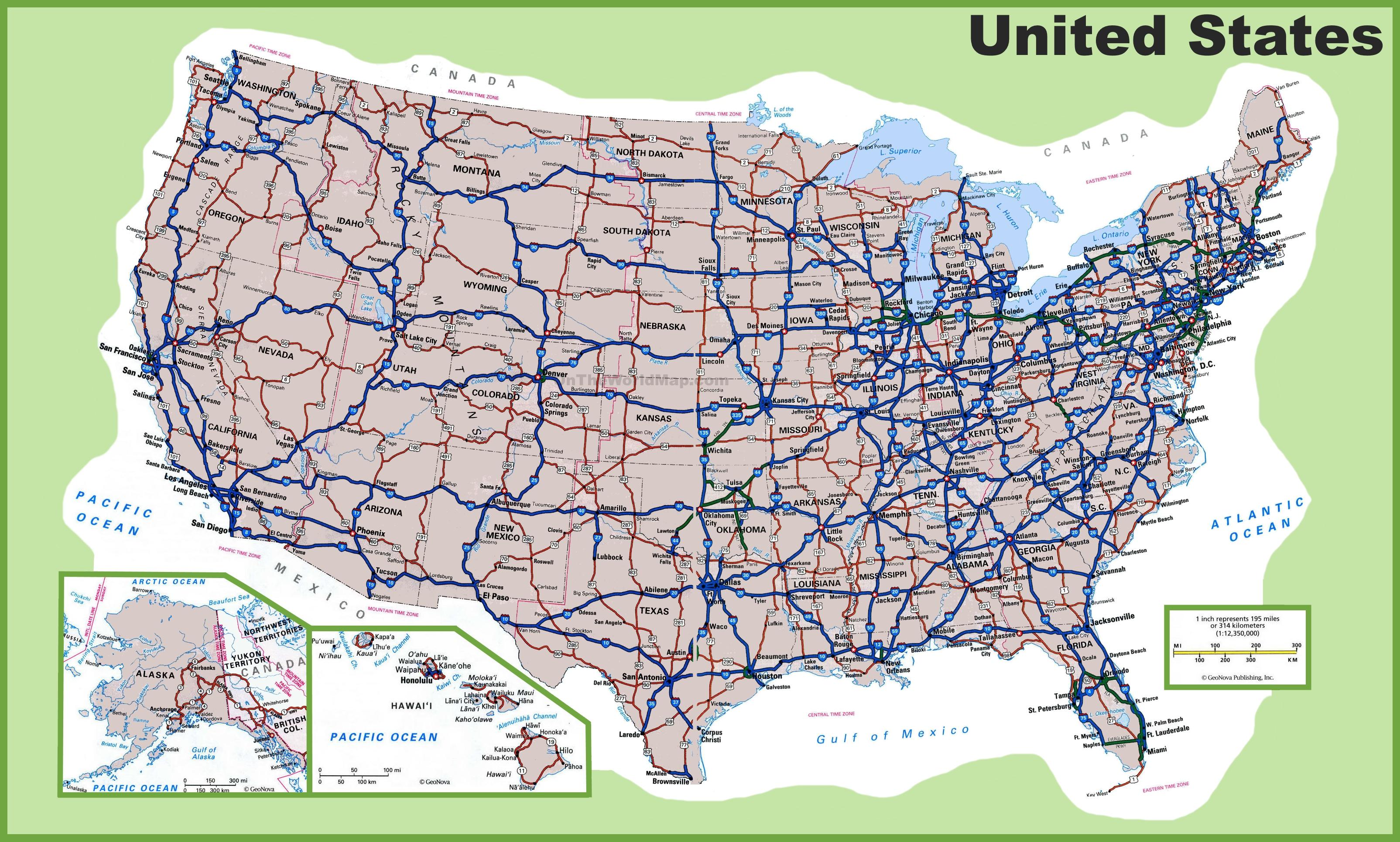 mapa de carreteras usa